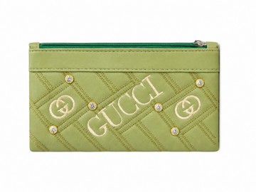 Sage Green Quilted Wallet - Diamond Stitch Clutch