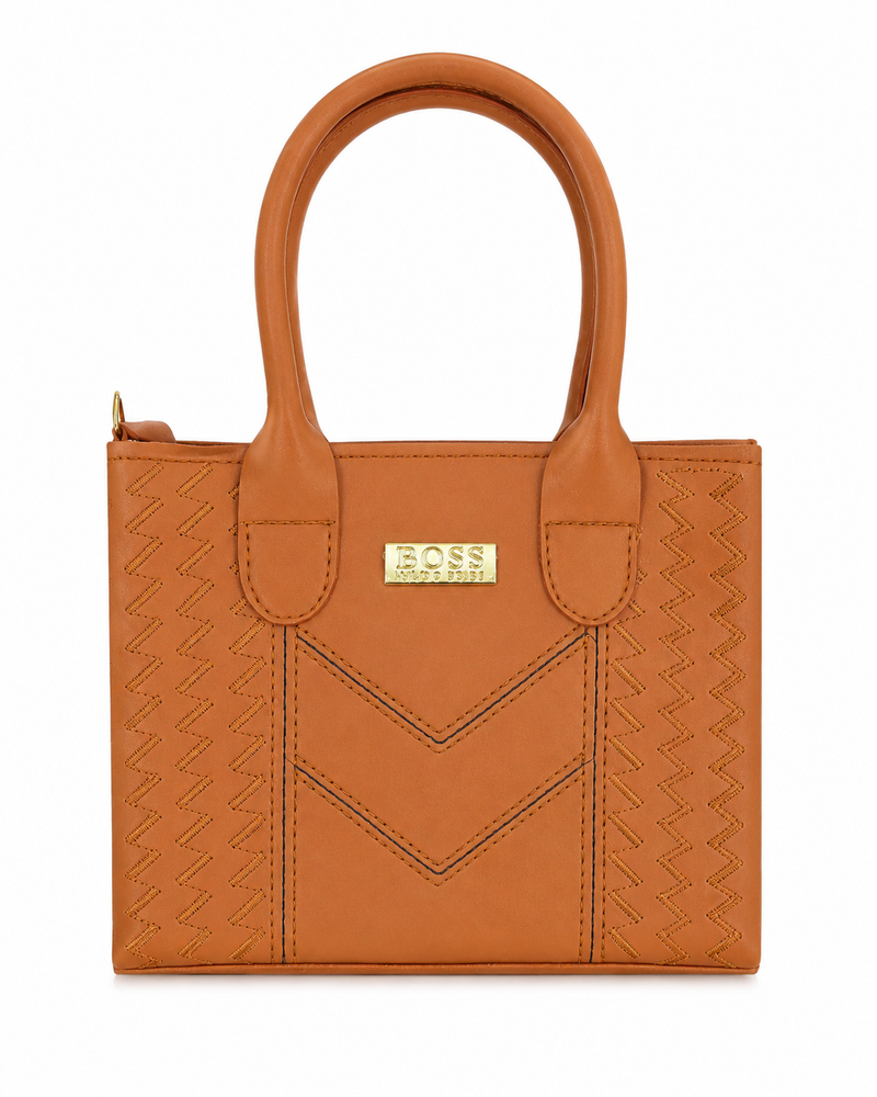 Tan Brown Structured Handbag - Women's Everyday Shoulder Bag